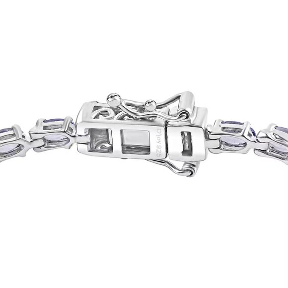 Tanzanite 6.15 ctw Tennis Bracelet, Rhodium Over Sterling Silver (7.25 In) - Picture 4 of 4